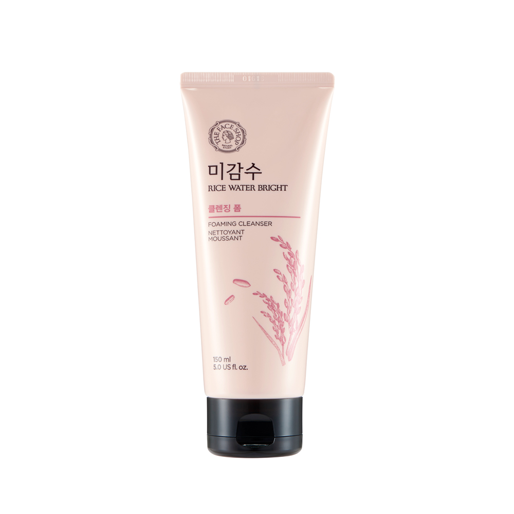 The Face Shop Rice Water Bright Facial Face Foaming Cleanser 300 ml, Pink